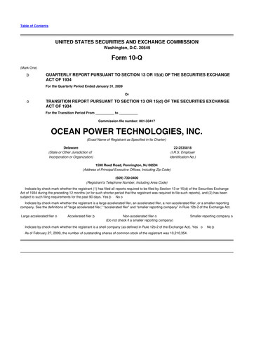 Thumbnail Ocean Power Technologies
 10-Q Quarterly Report FY 