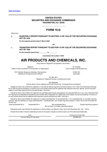 Thumbnail Air Products and Chemicals 10-Q Quarterly Report FY 