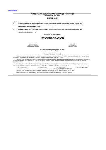 Thumbnail ITT 10-Q Quarterly Report FY 