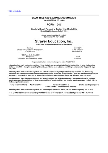 Thumbnail Strategic Education
 10-Q Quarterly Report FY 