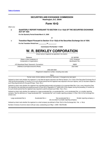 Vorschaubild W. R. Berkley 10-Q Quartalsbericht  