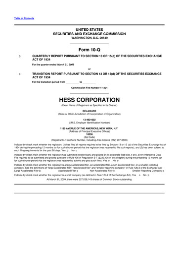 Vorschaubild Hess 10-Q Quartalsbericht  