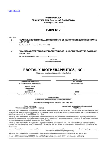 Thumbnail Protalix BioTherapeutics
 10-Q Quarterly Report FY 