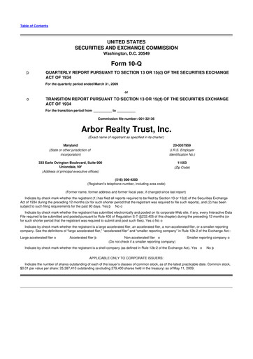 Vorschaubild Arbor Realty Trust
 10-Q Quartalsbericht  