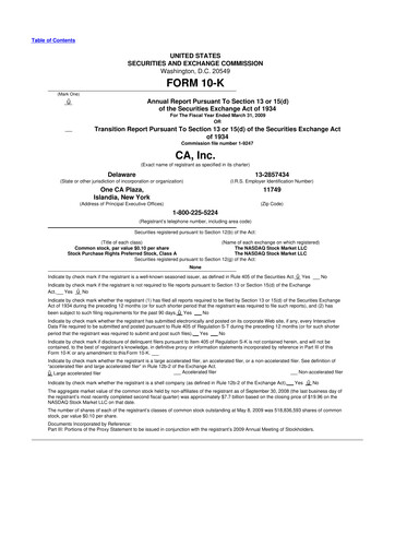 Thumbnail CA Technologies 10-K Annual Report 