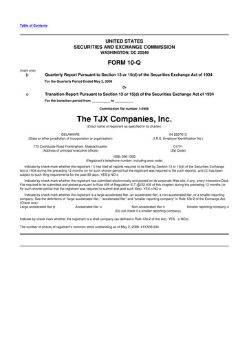 Thumbnail TJX Companies 10-Q Quarterly Report FY 