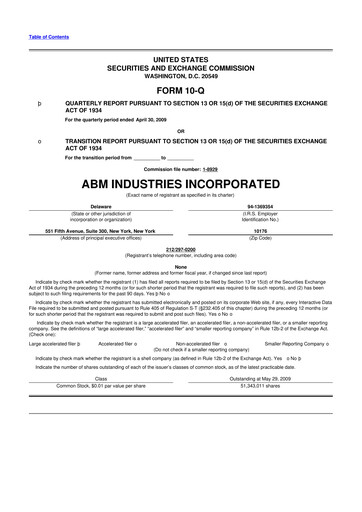 Thumbnail ABM Industries
 10-Q Quarterly Report FY 