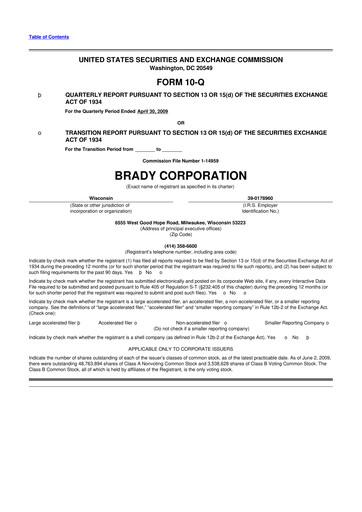 Thumbnail Brady Corporation 10-Q Quarterly Report FY 