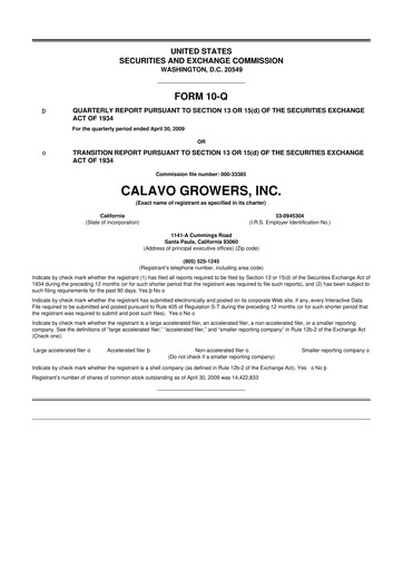 Thumbnail Calavo Growers
 10-Q Quarterly Report FY 