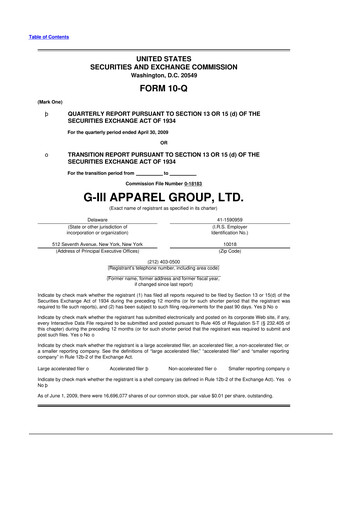 Thumbnail G-III Apparel Group 10-Q Quarterly Report FY 