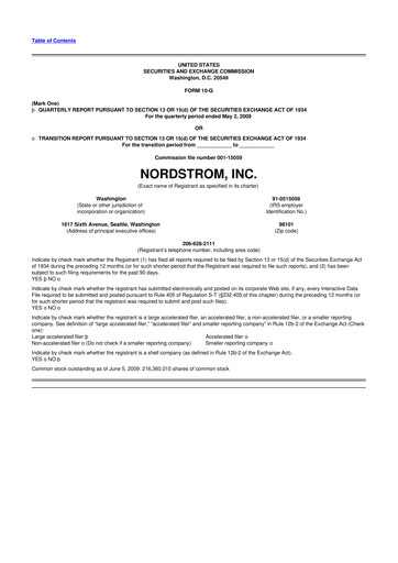 Thumbnail Nordstrom 10-Q Quarterly Report FY 