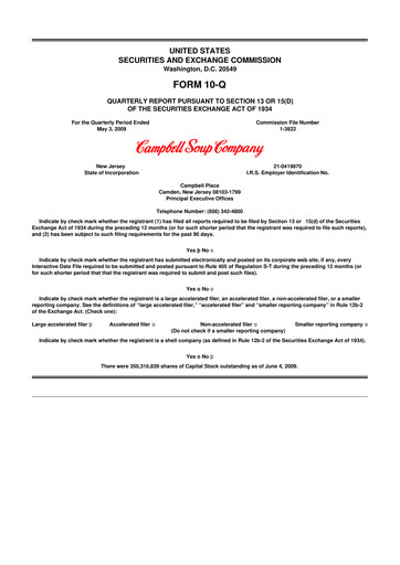 Miniature 
Campbell's 10-Q Rapport trimestriel  