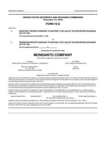 Thumbnail Monsanto 10-Q Quarterly Report FY 