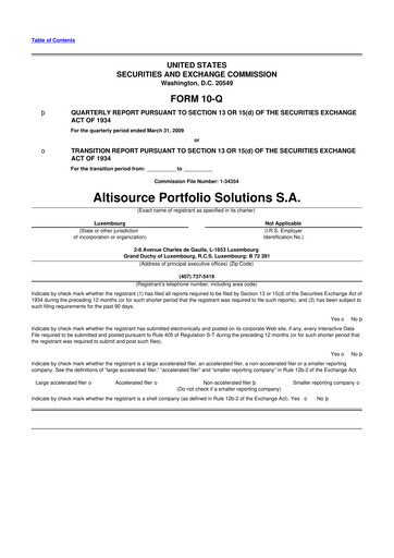 Thumbnail Altisource Portfolio Solutions
 10-Q Quarterly Report FY 