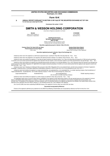 Miniature Smith & Wesson 10-K Rapport annuel 