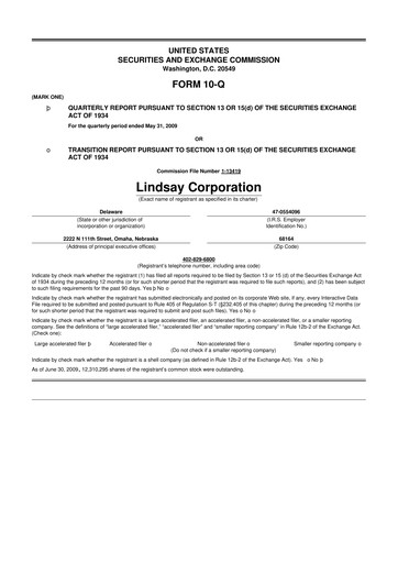 Thumbnail Lindsay Corporation
 10-Q Quarterly Report FY 