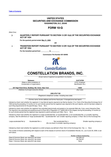 Miniature Constellation Brands 10-Q Rapport trimestriel  