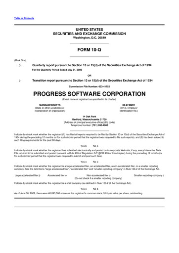 Thumbnail Progress Software
 10-Q Quarterly Report FY 