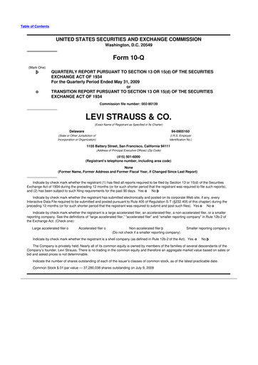 Thumbnail Levi Strauss & Co. 10-Q Quarterly Report FY 