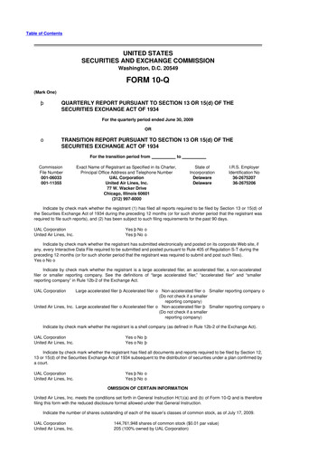 Thumbnail United Airlines Holdings
 10-Q Quarterly Report FY 