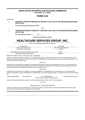 Thumbnail Healthcare Services Group 10-Q Quarterly Report FY 