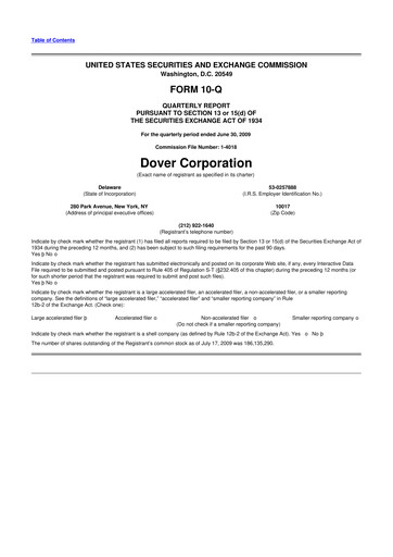 Thumbnail Dover Corporation 10-Q Quarterly Report FY 