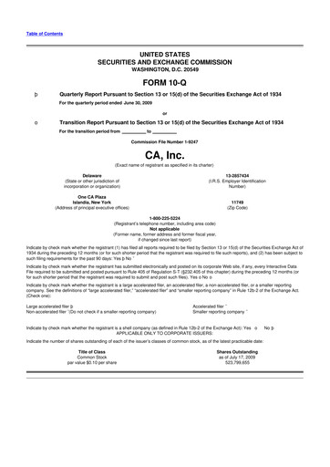 Thumbnail CA Technologies 10-Q Quarterly Report FY 