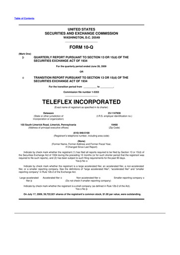 Thumbnail Teleflex 10-Q Quarterly Report FY 