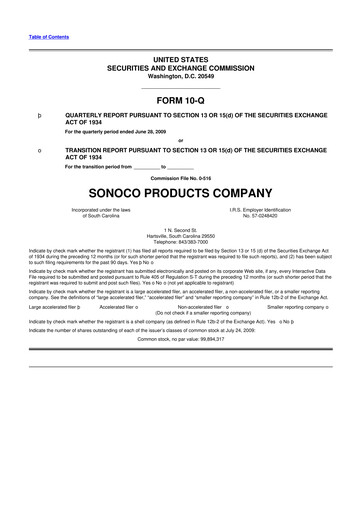 Thumbnail Sonoco 10-Q Quarterly Report FY 