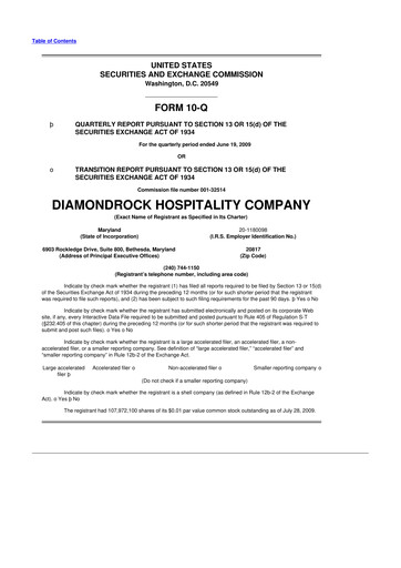 Vorschaubild Diamondrock Hospitality Company 10-Q Quartalsbericht  