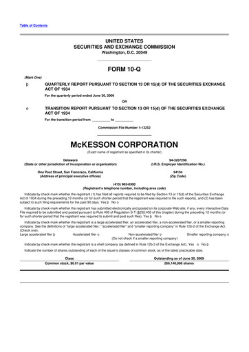 Miniature McKesson 10-Q Rapport trimestriel  