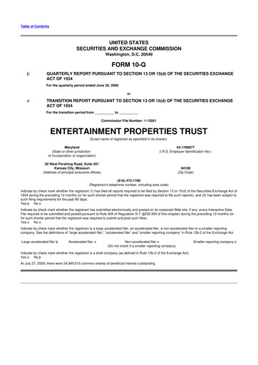 Thumbnail EPR Properties
 10-Q Quarterly Report FY 