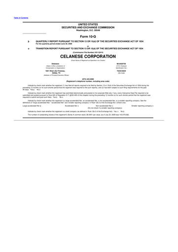 Thumbnail Celanese 10-Q Quarterly Report FY 