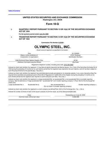 Thumbnail Olympic Steel
 10-Q Quarterly Report FY 