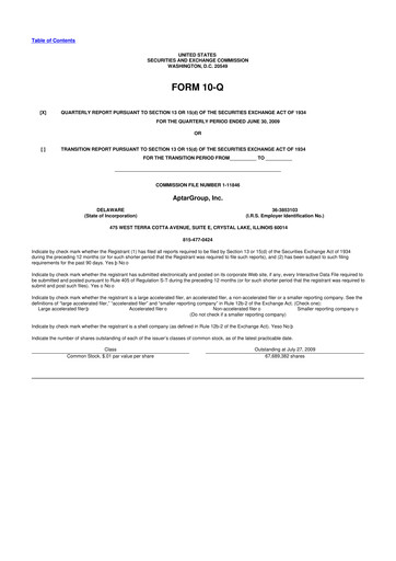 Miniature AptarGroup 10-Q Rapport trimestriel  