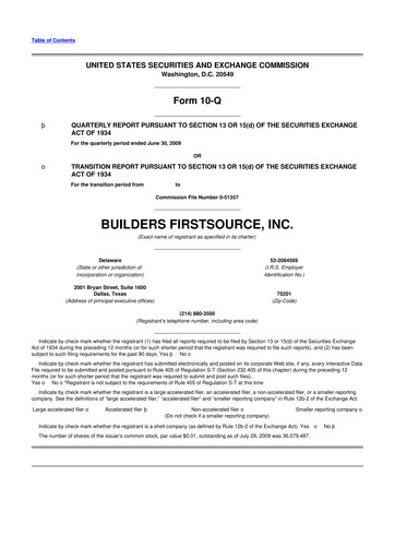 Miniature Builders FirstSource
 10-Q Rapport trimestriel  