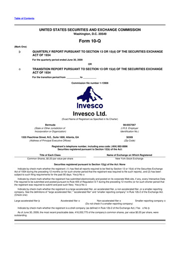 Miniature Invesco
 10-Q Rapport trimestriel  