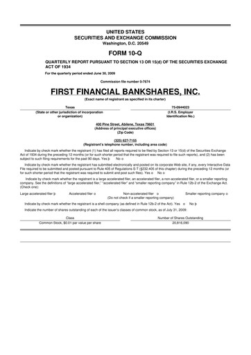 Vorschaubild First Financial Bankshares 10-Q Quartalsbericht  