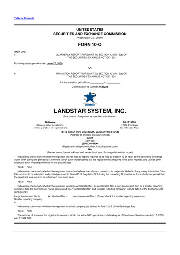 Thumbnail Landstar System
 10-Q Quarterly Report FY 