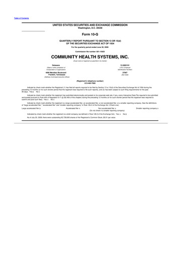 Thumbnail Community Health Systems
 10-Q Quarterly Report FY 