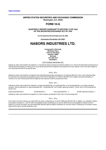 Miniature Nabors Industries
 10-Q Rapport trimestriel  
