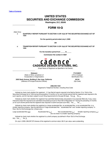 Thumbnail Cadence Design Systems 10-Q Quarterly Report FY 