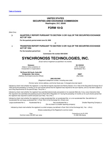 Thumbnail Synchronoss Technologies 10-Q Quarterly Report FY 