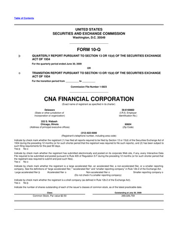Thumbnail CNA Financial 10-Q Quarterly Report FY 