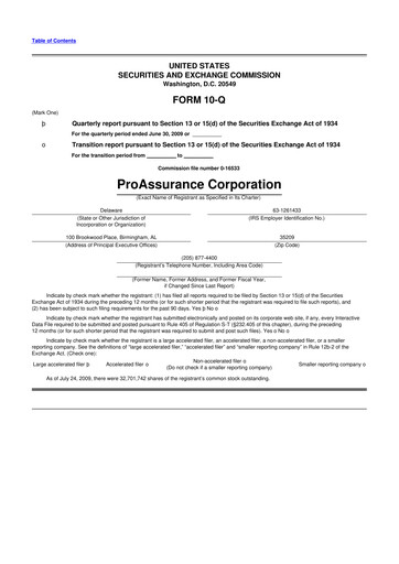 Thumbnail ProAssurance 10-Q Quarterly Report FY 