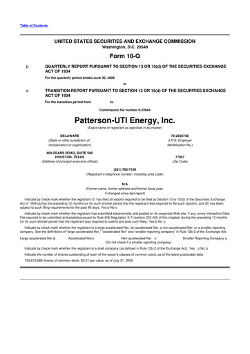 Thumbnail Patterson-UTI Energy 10-Q Quarterly Report FY 