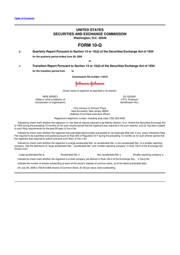 Thumbnail Johnson & Johnson 10-Q Quarterly Report FY 