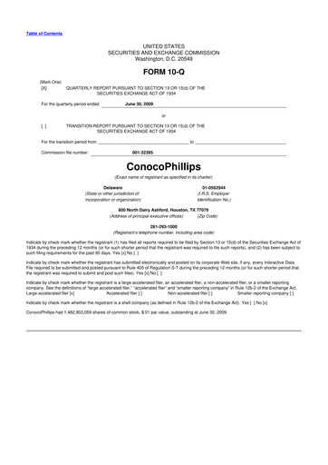 Thumbnail ConocoPhillips 10-Q Quarterly Report FY 