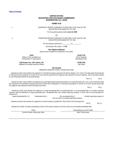 Thumbnail Timken Company
 10-Q Quarterly Report FY 