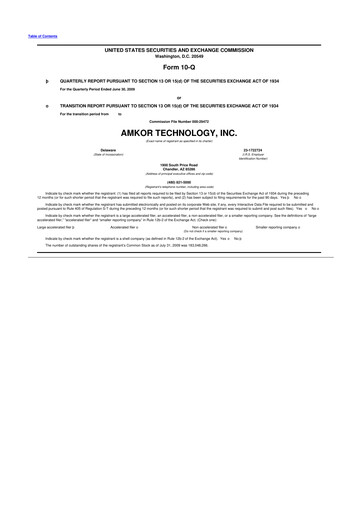 Vorschaubild Amkor Technology
 10-Q Quartalsbericht  